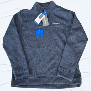 NWT, Eddie Bauer 1/4 Snap Sweater Blue, Size Large
